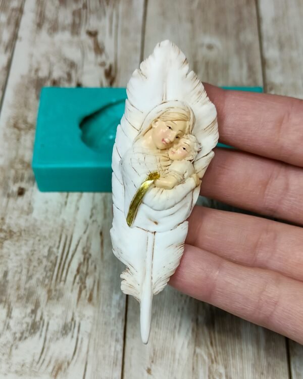 Stampo Natività su Piuma 9x3 cm in silicone per creazioni in resina, gesso, paste polimeriche, sapone e cera - immagine 3