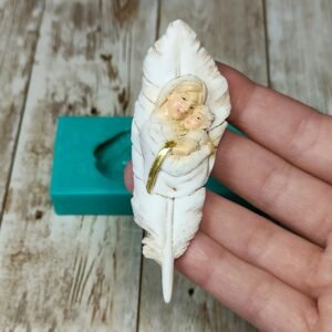 Stampo Natività su Piuma 9x3 cm in silicone per creazioni in resina, gesso, paste polimeriche, sapone e cera