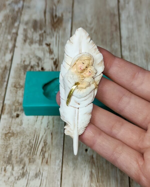 Stampo Natività su Piuma 9x3 cm in silicone per creazioni in resina, gesso, paste polimeriche, sapone e cera