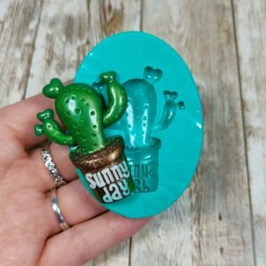 Stampo Cactus pianta grassa con frase in silicone 5cm per creazioni in resina, gesso, sapone, cera e paste polimeriche