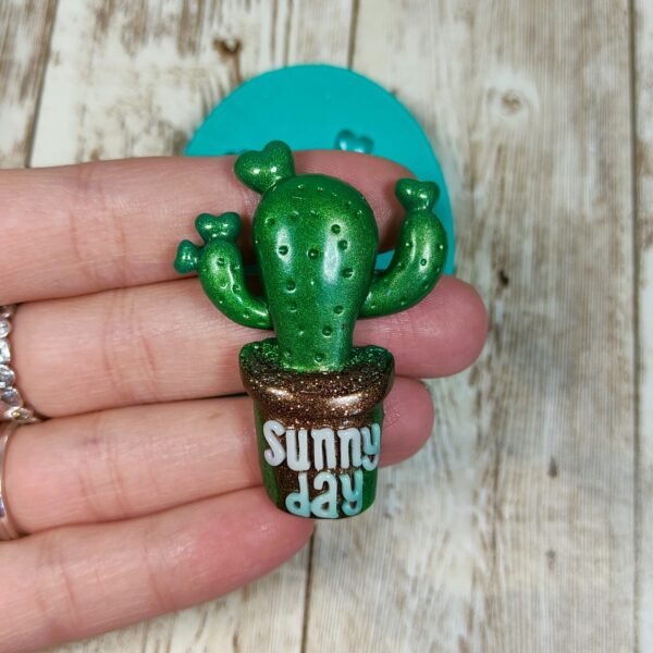 Stampo Cactus pianta grassa con frase in silicone 5cm per creazioni in resina, gesso, sapone, cera e paste polimeriche - immagine 3