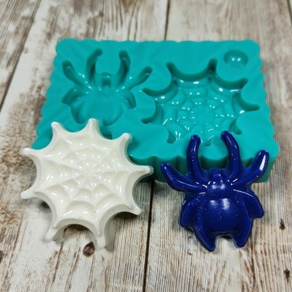 Stampo Ragno e Ragnatela in silicone 3 cm per creazioni in resina, gesso, paste polimeriche, sapone e cera