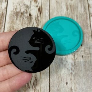 Stampo Gatti Yin e Yang in silicone 5CM per creazioni in resina, gesso, paste polimeriche, sapone e cera