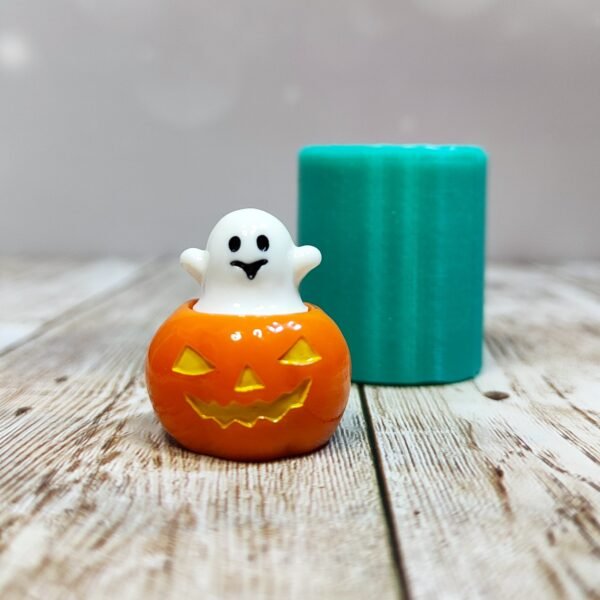 Stampo Fantasma su zucca 3D in silicone 3x2,5 cm per creazioni in resina, gesso, sapone, cera e paste polimeriche