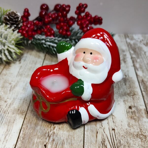 Stampo Babbo Natale portacandele in silicone 9x7x8cm per creazioni in resina, gesso, paste polimeriche, sapone e cera - immagine 2