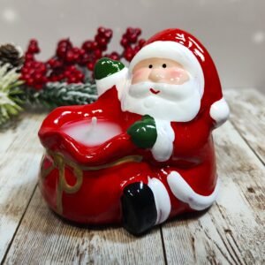 Stampo Babbo Natale portacandele in silicone 9x7x8cm per creazioni in resina, gesso, paste polimeriche, sapone e cera