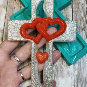Stampo Croce con cuori intrecciati 10x15cm per creazioni in resina, gesso, paste polimeriche, sapone e cera