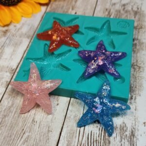 Stampo Stelle Marine 4pz 4,5 cm in silicone per creazioni in resina, gesso, sapone, cera e paste polimeriche