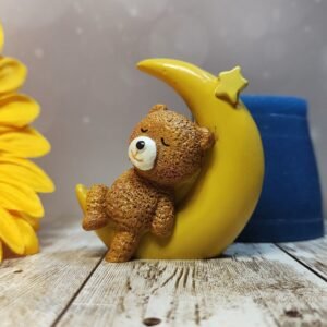 Stampo Orsetto su Luna 3D in silicone 7x3x7cm per creazioni in resina, gesso, paste polimeriche, cera e sapone