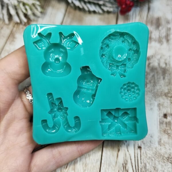 Stampo in silicone Renna Pupazzo di neve ghirlanda natale per creazioni in resina e fimo - immagine 2