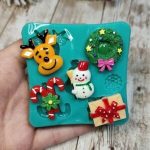 Stampo in silicone Renna Pupazzo di neve ghirlanda natale per creazioni in resina e fimo