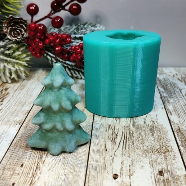 Stampo in silicone Albero di Natale 3D, abete per creazioni in resina e fimo - immagine 2
