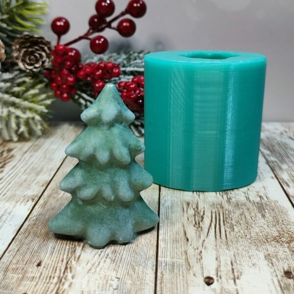 Stampo in silicone Albero di Natale 3D, abete per creazioni in resina e fimo - immagine 3