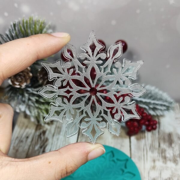 Stampo Fiocco di neve 7,5 cm in silicone per creazioni in resina, gesso, sapone, cera e paste polimeriche - immagine 6