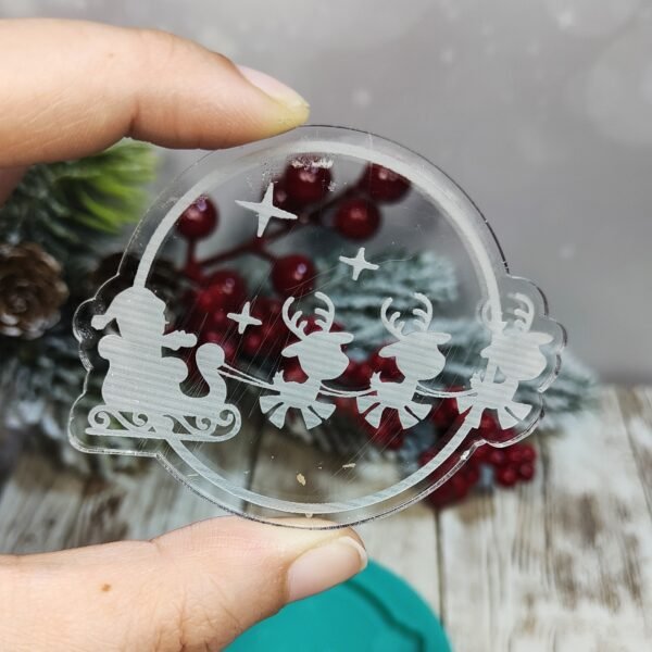 Stampo Babbo Natale con Slitta e renne 6cm in silicone per creazioni in resina, gesso, sapone, cera e paste polimeriche
