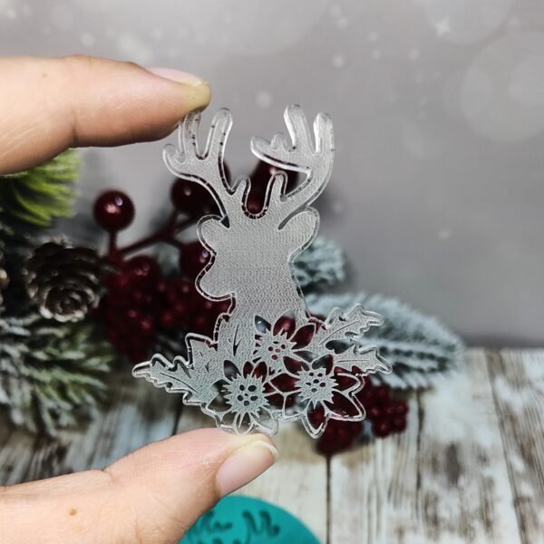 Stampo Renna Natalizia con Stelle di Natale 6cm in silicone per creazioni in resina, gesso, paste polimeriche, sapone e cera - immagine 6
