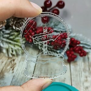 Stampo Globo di Neve Natale Insegna Polo Nord 6cm in silicone per creazioni in resina, gesso, sapone, paste polimeriche e cera