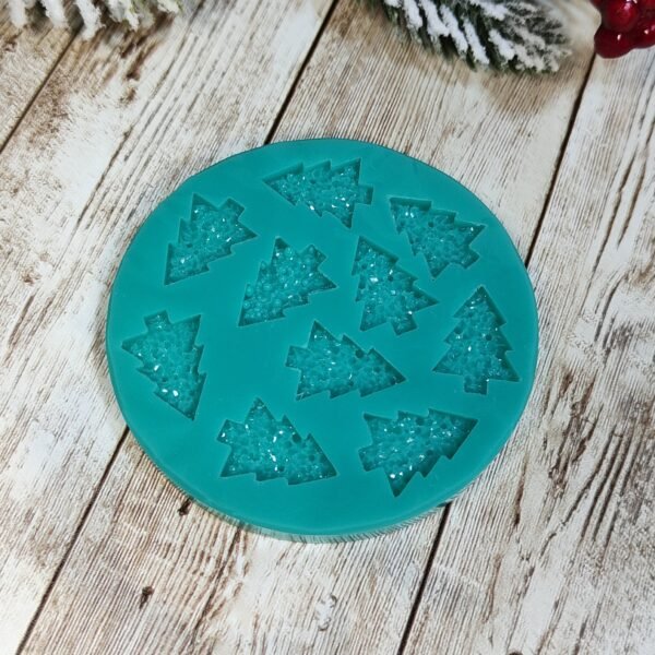 Stampo Albero di Natale Druzy 2cm 10pz in silicone per creazioni in resina, gesso, paste polimeriche, sapone e cera - immagine 4