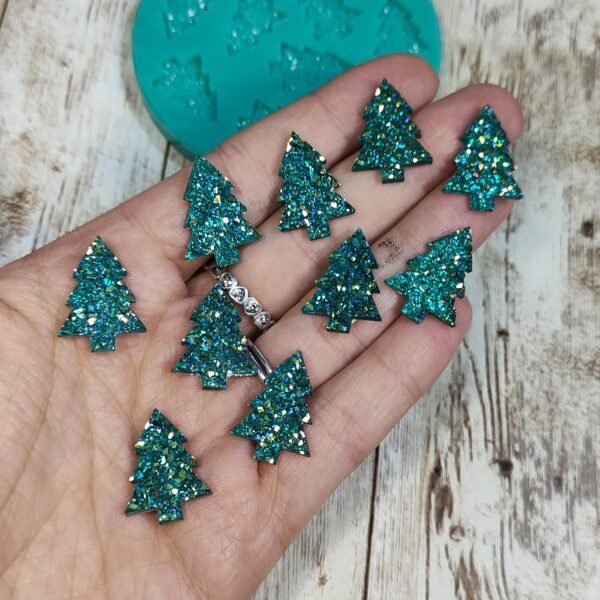 Stampo Albero di Natale Druzy 2cm 10pz in silicone per creazioni in resina, gesso, paste polimeriche, sapone e cera - immagine 5