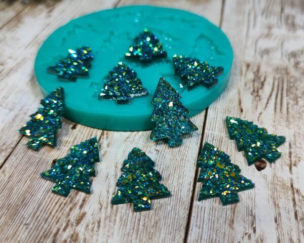 Stampo Albero di Natale Druzy 2cm 10pz in silicone per creazioni in resina, gesso, paste polimeriche, sapone e cera - immagine 8