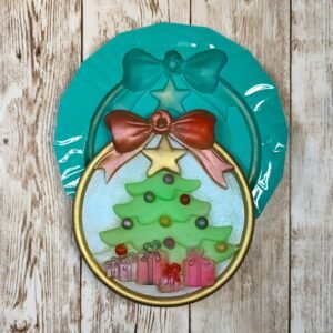 Stampo Pallina di Natale con Albero e regali 10 CM in silicone per creazioni in resina e gesso