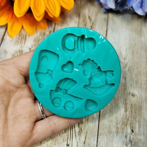 Stampo Nascita bebè 4pz 3CM in silicone per creazioni in resina, gesso, paste polimeriche, sapone e cera - immagine 3