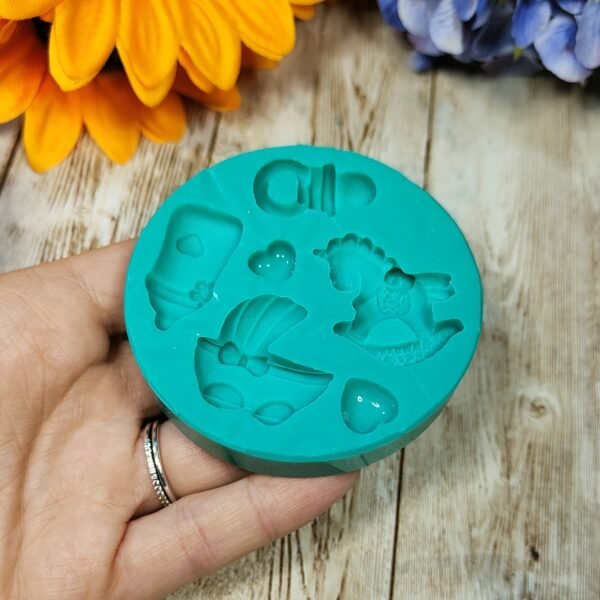 Stampo Nascita bebè 4pz 3CM in silicone per creazioni in resina, gesso, paste polimeriche, sapone e cera - immagine 4
