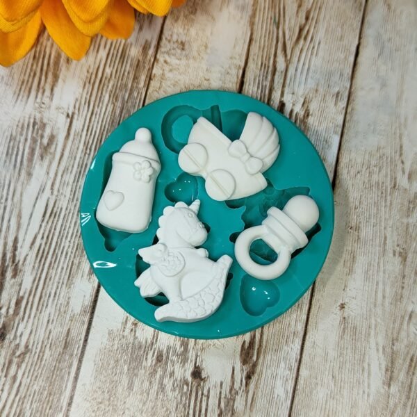 Stampo Nascita bebè 4pz 3CM in silicone per creazioni in resina, gesso, paste polimeriche, sapone e cera - immagine 7