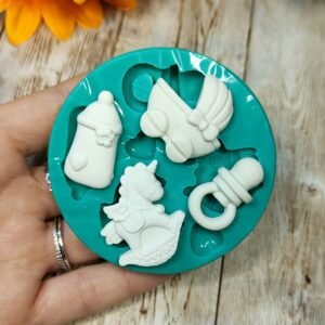 Stampo Nascita bebè 4pz 3CM in silicone per creazioni in resina, gesso, paste polimeriche, sapone e cera