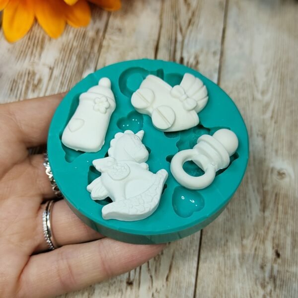 Stampo Nascita bebè 4pz 3CM in silicone per creazioni in resina, gesso, paste polimeriche, sapone e cera - immagine 10
