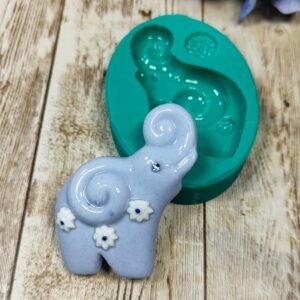 Stampo in silicone Elefante con fiorellini per creazioni in resina, fimo e gesso