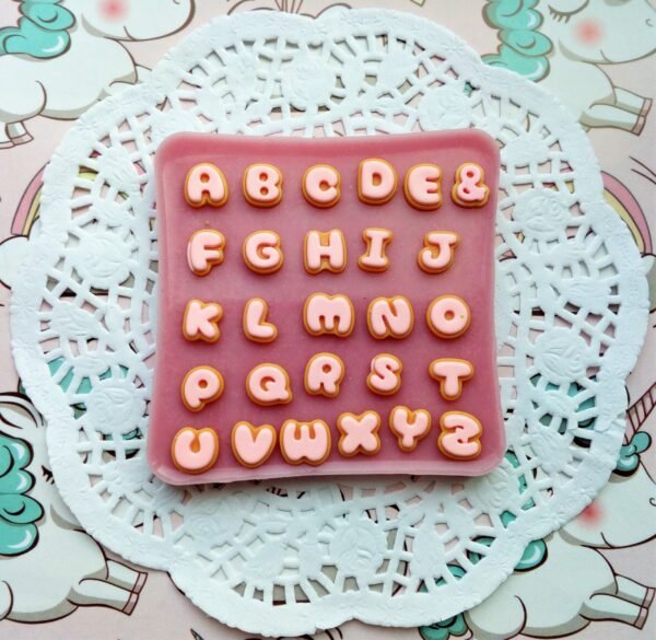 Stampo in silicone ALFABETO completo, texture biscotto glassato, per resina, fimo e gesso