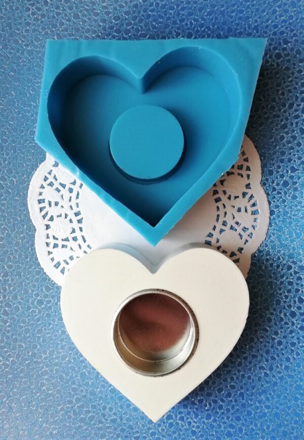 Stampo in silicone Portacandele cuore grande per creazioni in resina, fimo e gesso - immagine 4