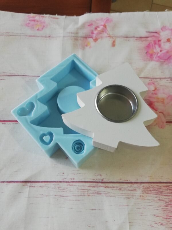Stampo in silicone Portacandele Albero di Natale per creazioni in resina, gesso e jesmonite - immagine 7