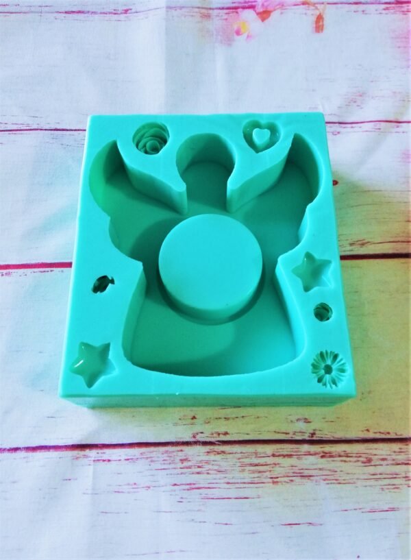 Stampo in silicone Portacandele a forma di angelo natalizio per creazioni in resina, gesso e altri materiali - immagine 3