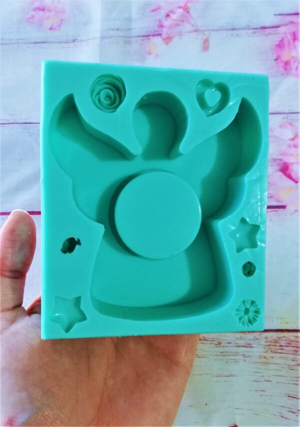 Stampo in silicone Portacandele a forma di angelo natalizio per creazioni in resina, gesso e altri materiali - immagine 4