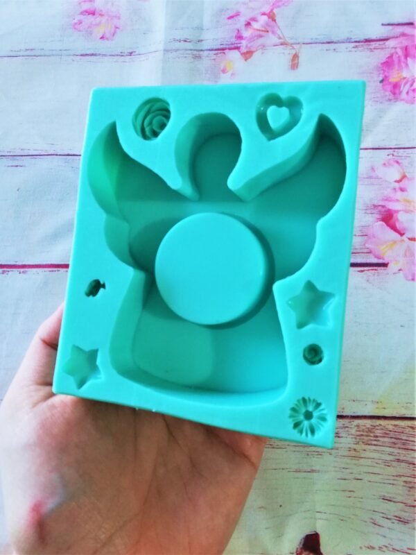 Stampo in silicone Portacandele a forma di angelo natalizio per creazioni in resina, gesso e altri materiali - immagine 5