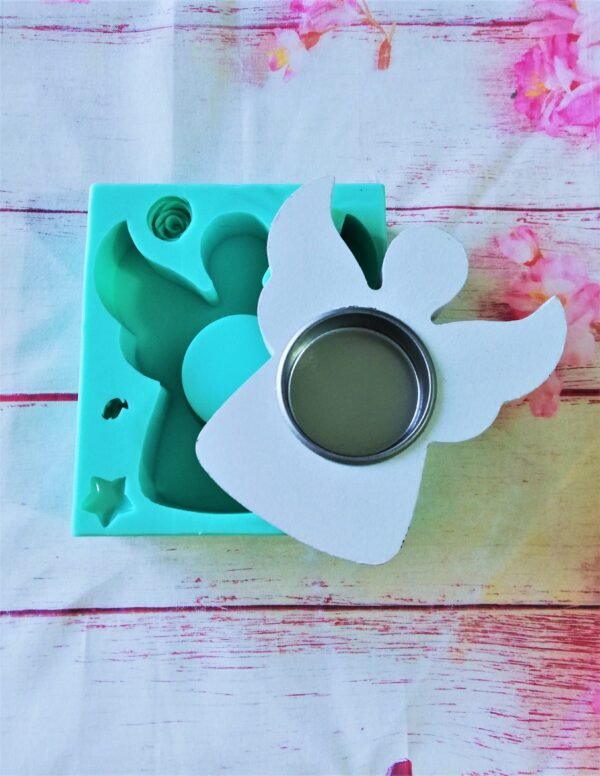 Stampo in silicone Portacandele a forma di angelo natalizio per creazioni in resina, gesso e altri materiali - immagine 7