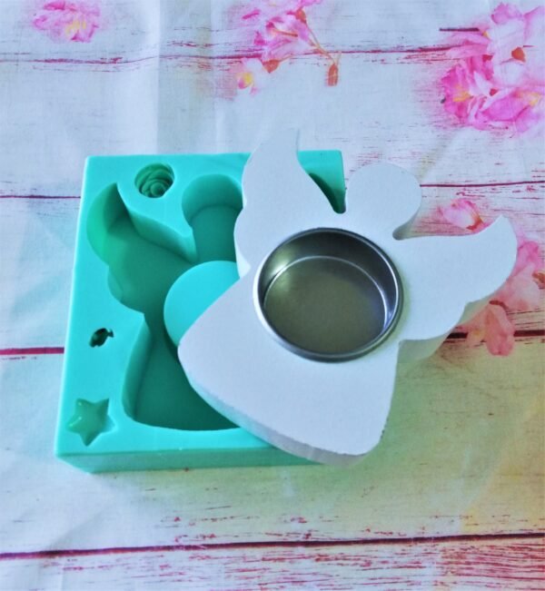 Stampo in silicone Portacandele a forma di angelo natalizio per creazioni in resina, gesso e altri materiali - immagine 8