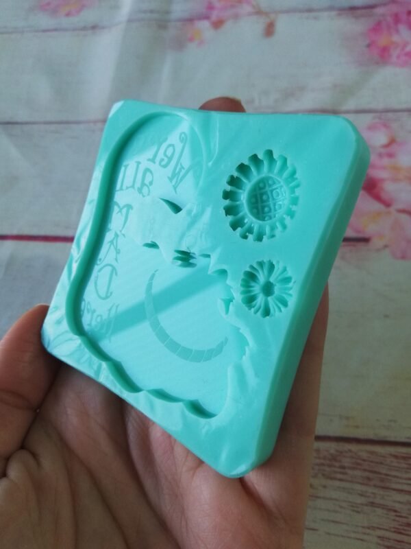 Stampo in silicone Stregatto con scritta "We're all mad here" per creazioni in resina e fimo - immagine 6