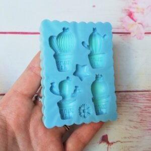 Stampo in silicone Cactus Piantine 4pz per creazioni in resina e fimo