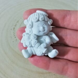 Stampo in silicone Angioletto con chiave della fortuna per creazioni in resina e fimo