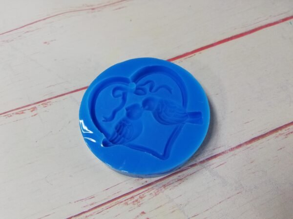 Stampo in silicone Cuore co Coppia di Uccellini per creazioni in resina e gesso - immagine 3