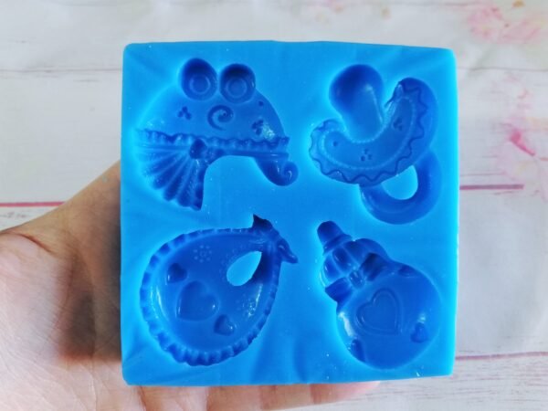 Stampo in silicone Biberon, Bavetta, Passeggino e Ciuccio per creazioni in resina e gesso - immagine 5