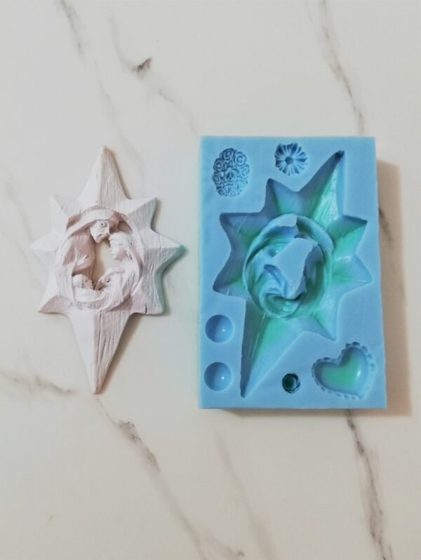 Stampo in silicone Natività sacra famiglia con stella e lanterna per creazioni in resina e gesso - immagine 5