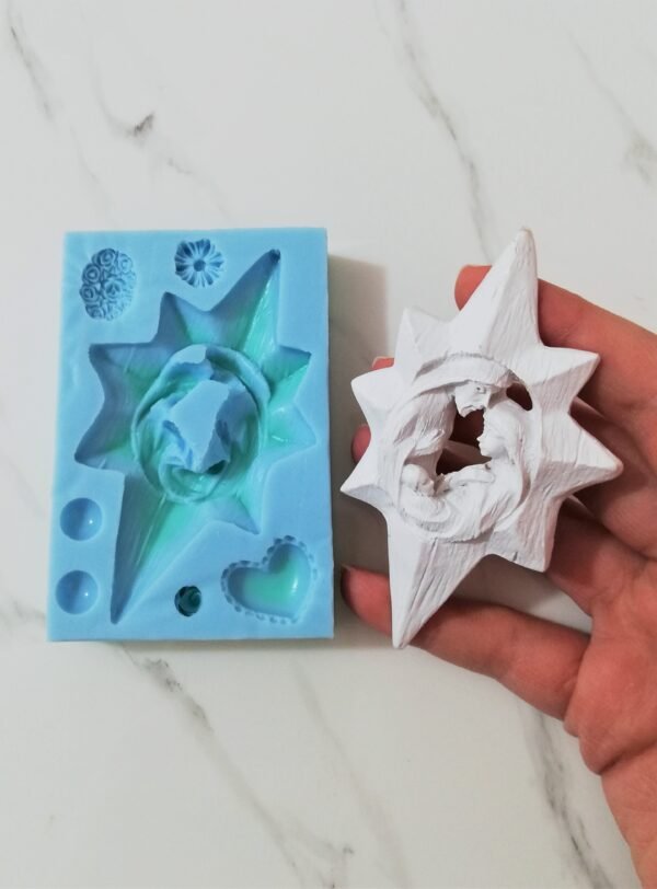 Stampo in silicone Natività sacra famiglia con stella e lanterna per creazioni in resina e gesso - immagine 6