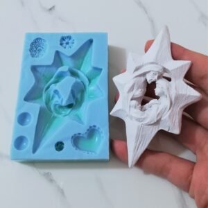 Stampo in silicone Natività sacra famiglia con stella e lanterna per creazioni in resina e gesso