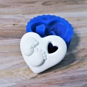Stampo in silicone Cuore con Piedini neonato per creazioni in resina, fimo e gesso