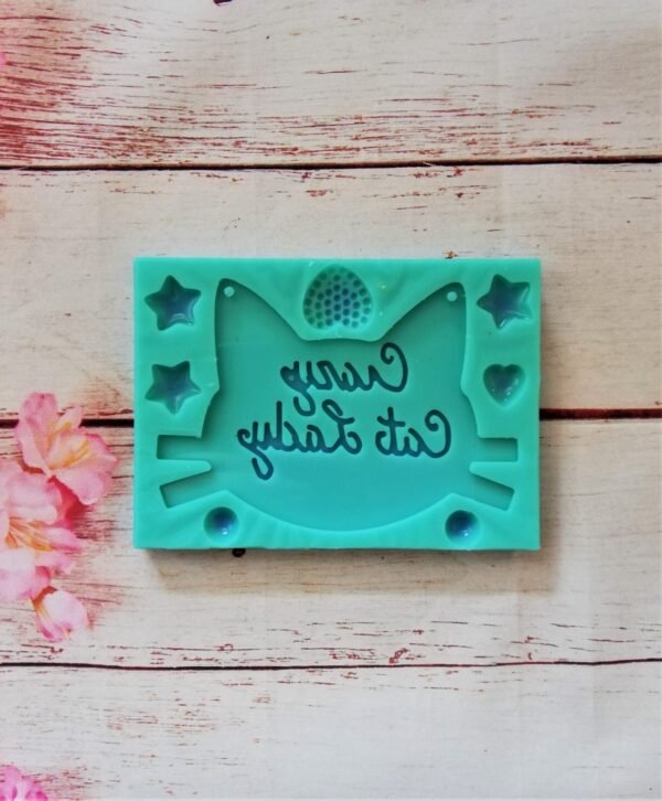 Stampo in silicone Gatto con fori "Crazy cat lady" per creazioni in resina e fimo